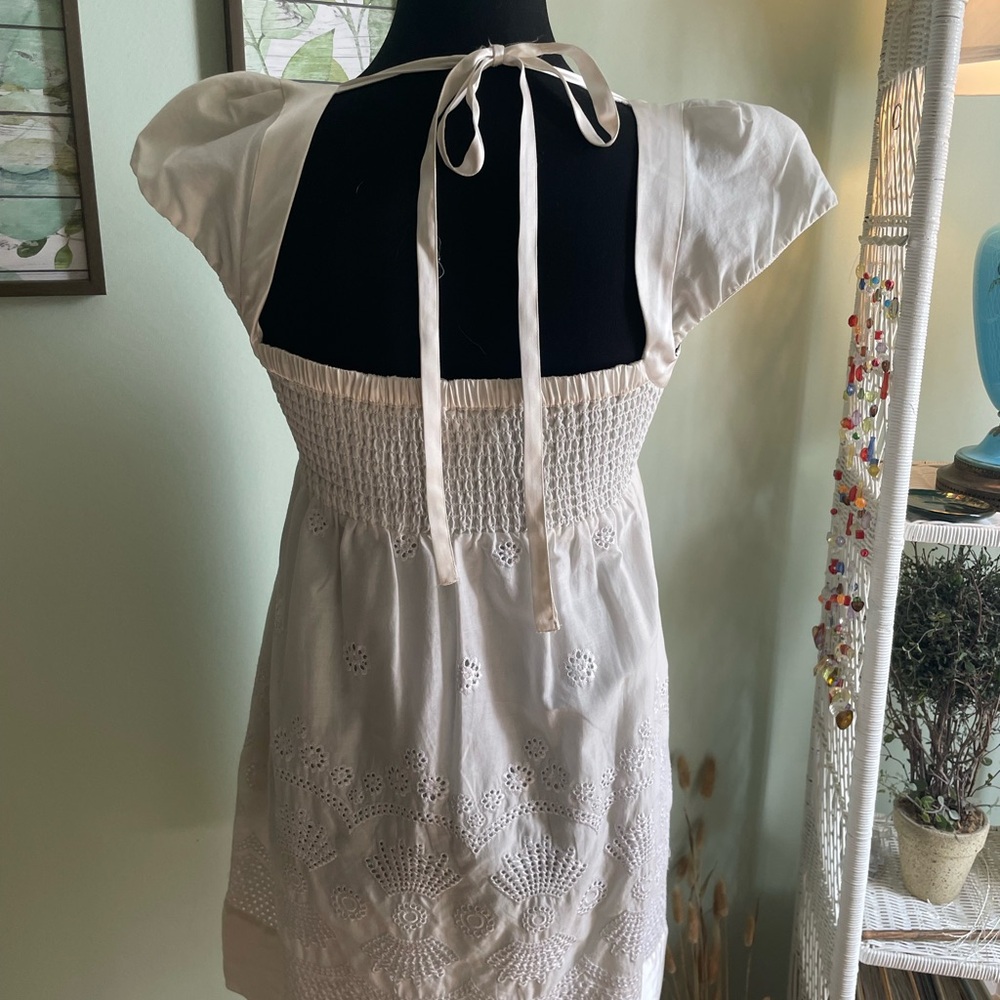 BEBE White Dress with Lace Detail
